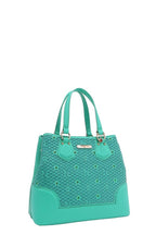 Nicole Lee USA Tote Bag Flower Rhinestone Beaded Diamond Patter Vegan Leather