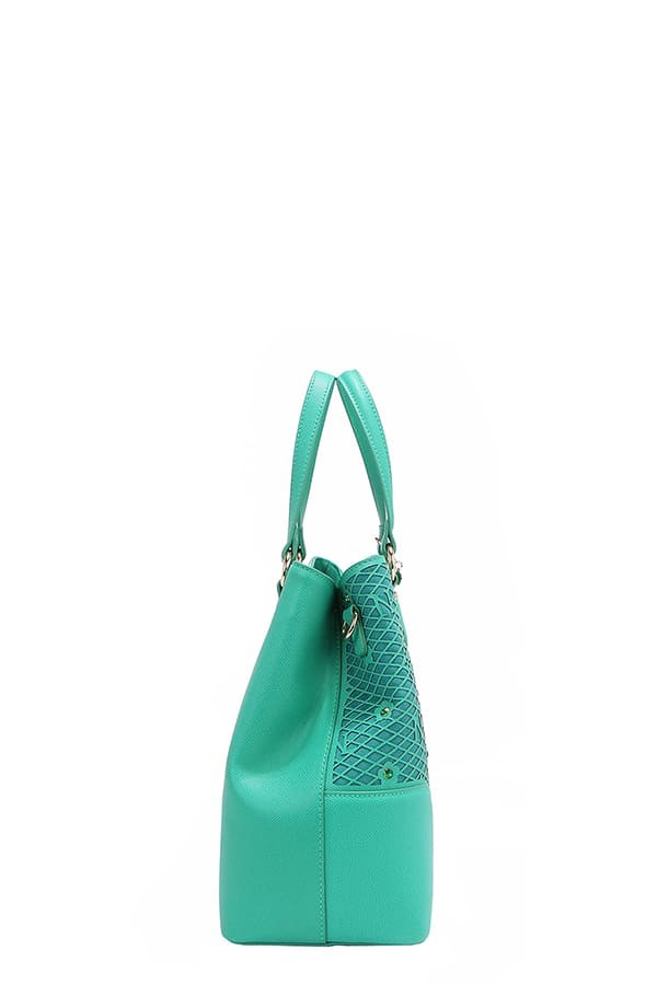 Nicole Lee USA Tote Bag Flower Rhinestone Beaded Diamond Patter Vegan Leather