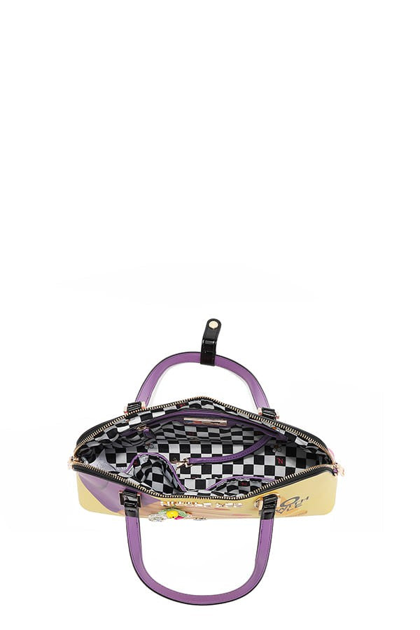 Nicole Lee USA Shoulder Bag Nail Polish Hand Colorful Print Vegan Leather Medium