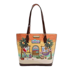 Nicole Lee USA Tote Bag Sun and Sand Colorful Print Vegan Leather Handbag