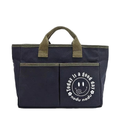 Nicole Lee USA Canvas Tote Bag Double Outer Smile Pockets Zipper Handbag