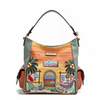 Nicole Lee USA Hobo Handbag Summer Sand Print Beach Vegan Leather Bag