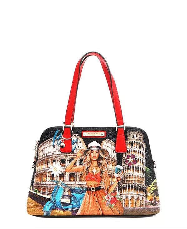 Nicole Lee USA Martha Travels Italy Dome Women's Satchel Bag Vegan Leather MARTHA TRAVELS ITALY OS Nicole_Lee_USA_Martha_Travels_Italy_Dome_Women_s_Satchel_Bag_Vegan_Leather Trendsi