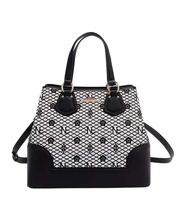 Nicole Lee USA Rhinestone Monogram Tote Bag Vegan Leather Large Women Handbag - Styleinger