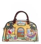 Nicole Lee USA Sun and Sand Dome Bag Tropical Beach Vegan Leather Satchel Handbag
