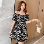 Daisy Floral Mini Dresss Summer V-neck Short Sleeve Casual Daily Style