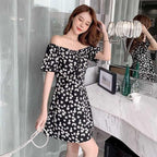 Daisy Floral Mini Dresss Summer V-neck Short Sleeve Casual Daily Style