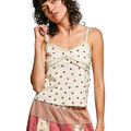 POL Cami Top Star Printed V-Neck Floral Lace Ruffle Lightweight Rib Knit Tank