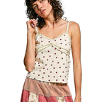 POL Cami Top Star Printed V-Neck Floral Lace Ruffle Lightweight Rib Knit Tank
