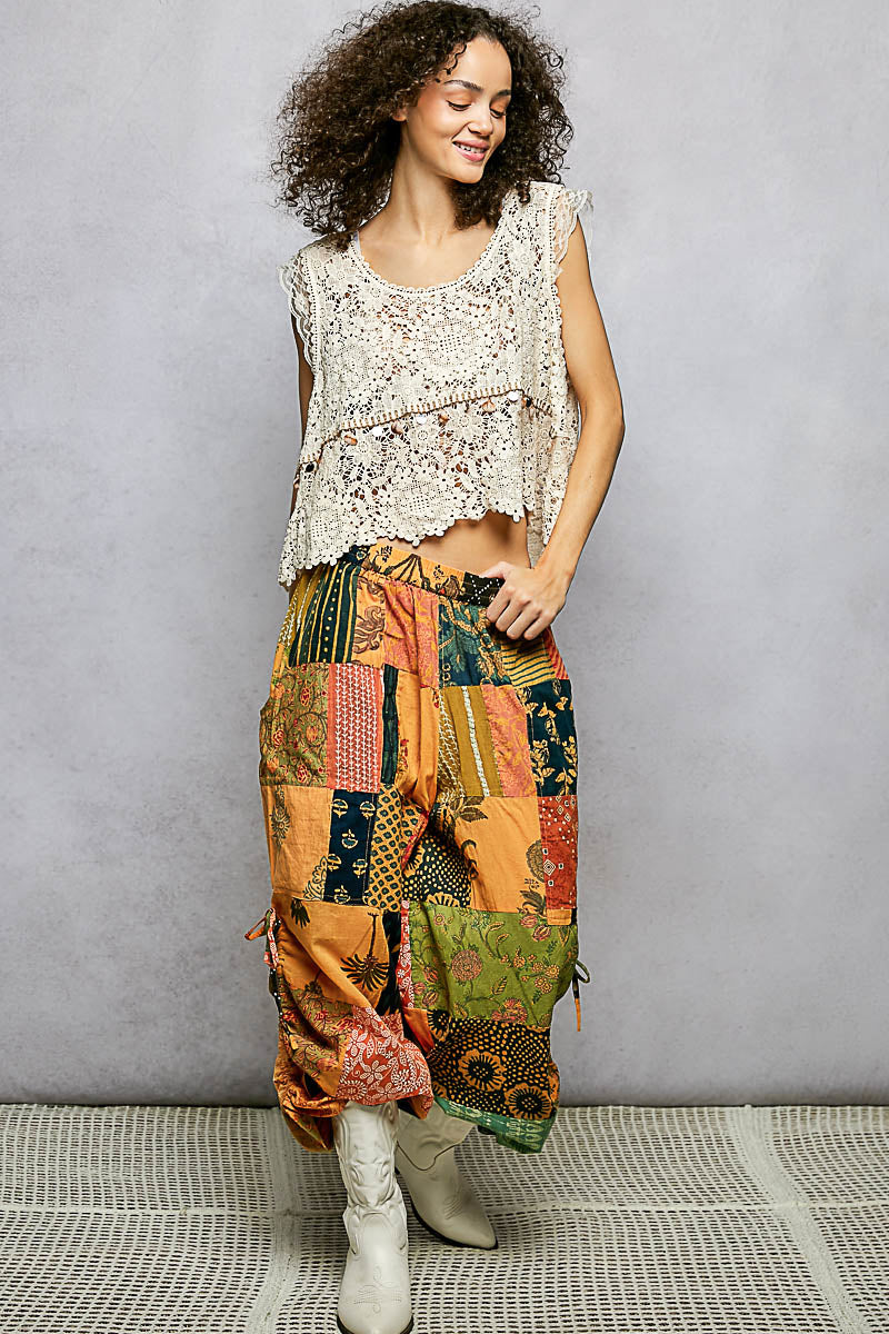 POL Crochet Tank Top Floral Lace V-Neck  Boho Sleeveless Tassel Shell Blouse