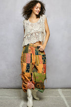 POL Crochet Tank Top Floral Lace V-Neck  Boho Sleeveless Tassel Shell Blouse