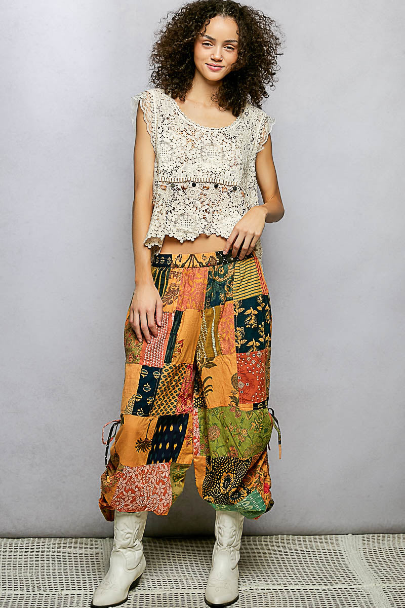 POL Crochet Tank Top Floral Lace V-Neck  Boho Sleeveless Tassel Shell Blouse