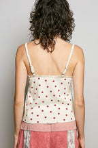 POL Cami Top Star Printed V-Neck Floral Lace Ruffle Lightweight Rib Knit Tank