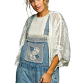 POL Crochet Cardigan Off White  Floral Lace Embroidery Open Front Oversized