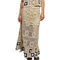 POL Crochet Maxi Skirt Floral Lace Black Square Contrast Ruffle Open Knit Weave