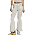 POL Flared Pants Ribbed Knit Drawstring Textured Beige Wide Leg with Pockets