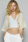 POL Womens Jacket Cream Button V-Neck with Printed Woven Patchwork CREAM MULTI POL_Womens_Jacket_Cream_Button_V-Neck_with_Printed_Woven_Patchwork Trendsi