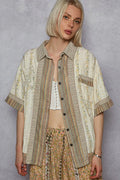 POL Womens Shirt Cream Multi Floral Printed Button Patchwork Short Sleeve CREAM MULTI POL_Womens_Shirt_Cream_Multi_Floral_Printed_Button_Patchwork_Short_Sleeve Trendsi