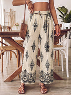 Boho Print Women's Pants Wide Leg Drwastring High Waist Casual Loose Summer
