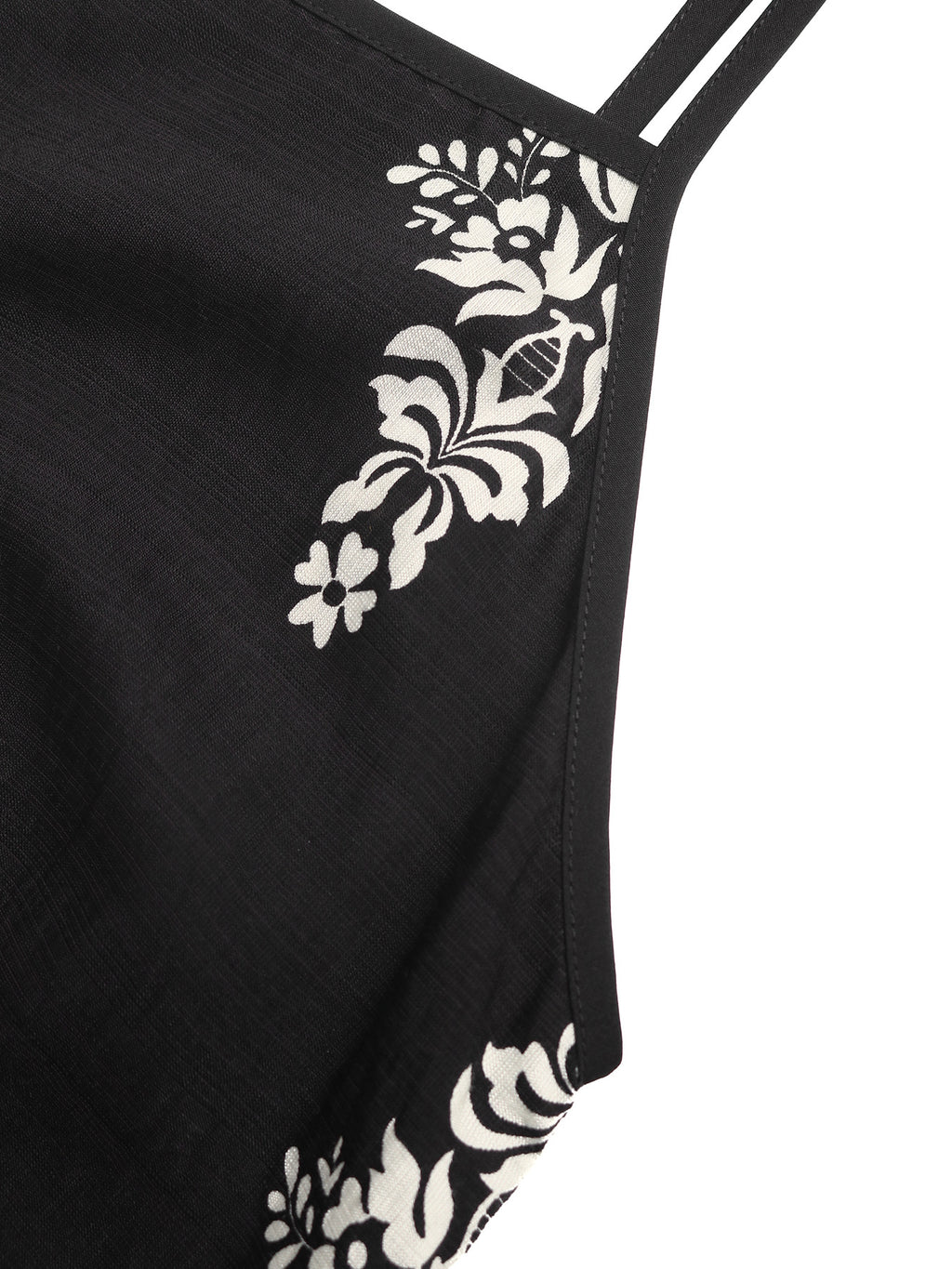 Midi Cami Dress Boho Print Color Block Paisley Black White Sleveless A-Line
