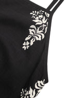 Midi Cami Dress Boho Print Color Block Paisley Black White Sleveless A-Line