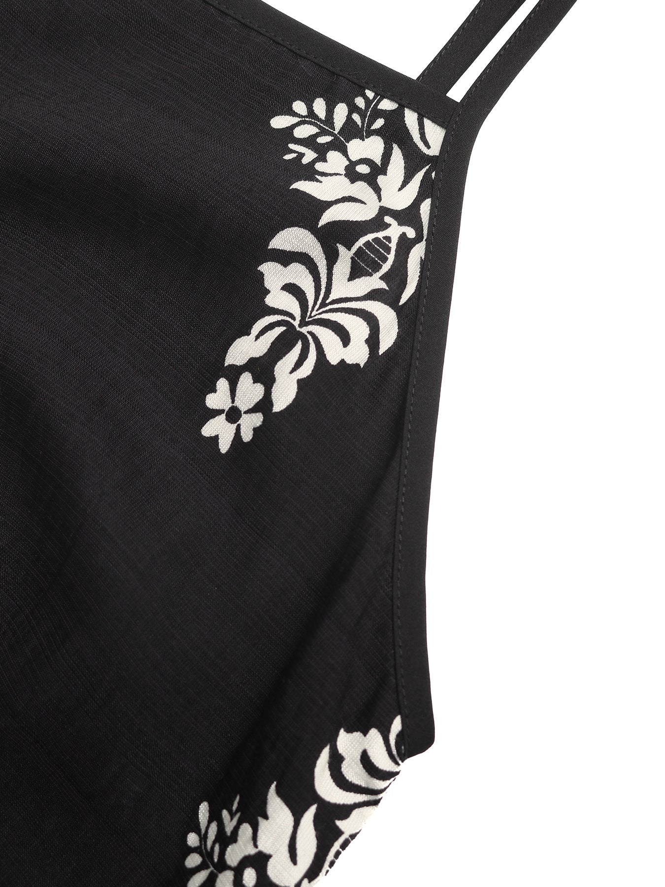 Midi Cami Dress Boho Print Color Block Paisley Black White Sleveless A-Line