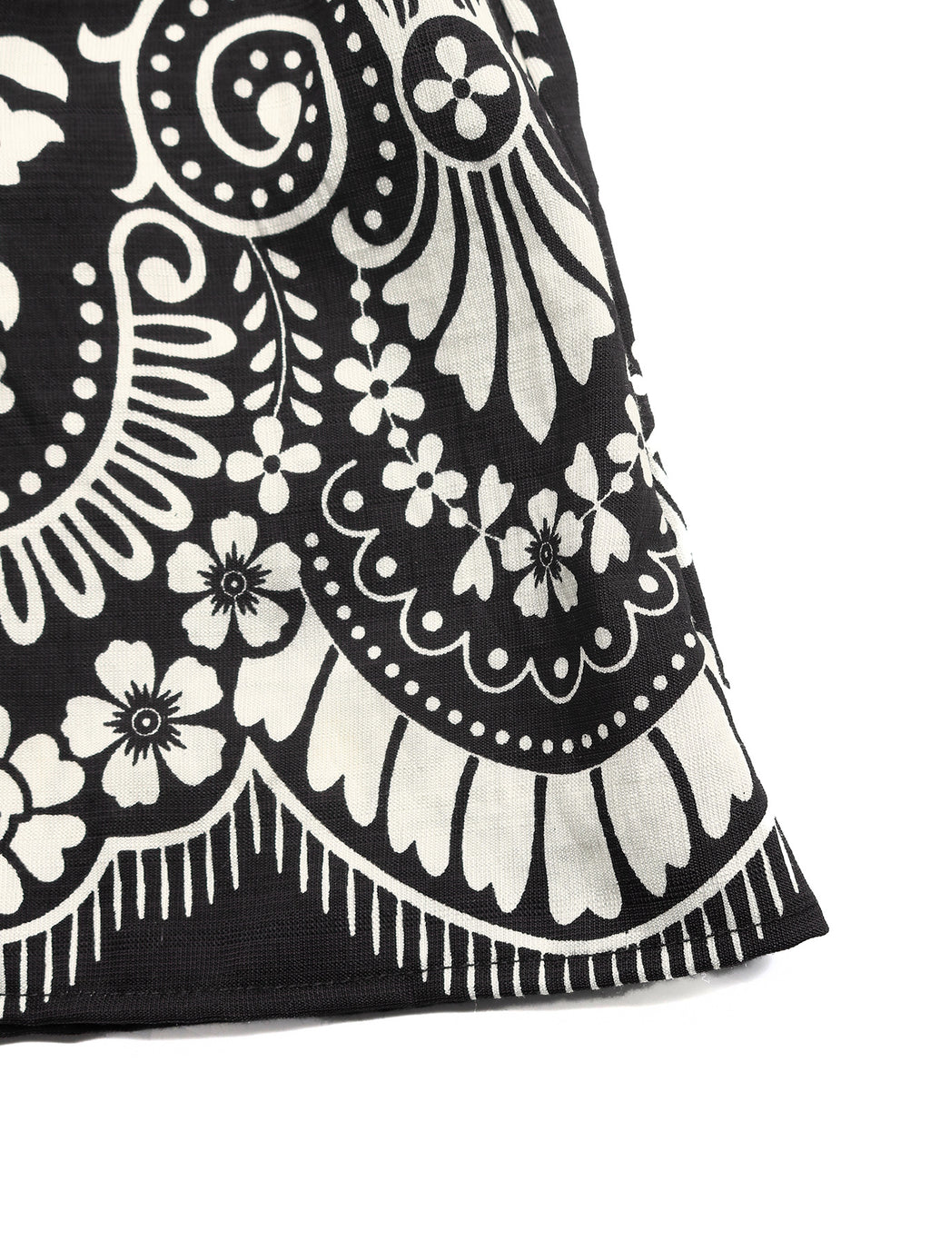 Midi Cami Dress Boho Print Color Block Paisley Black White Sleveless A-Line