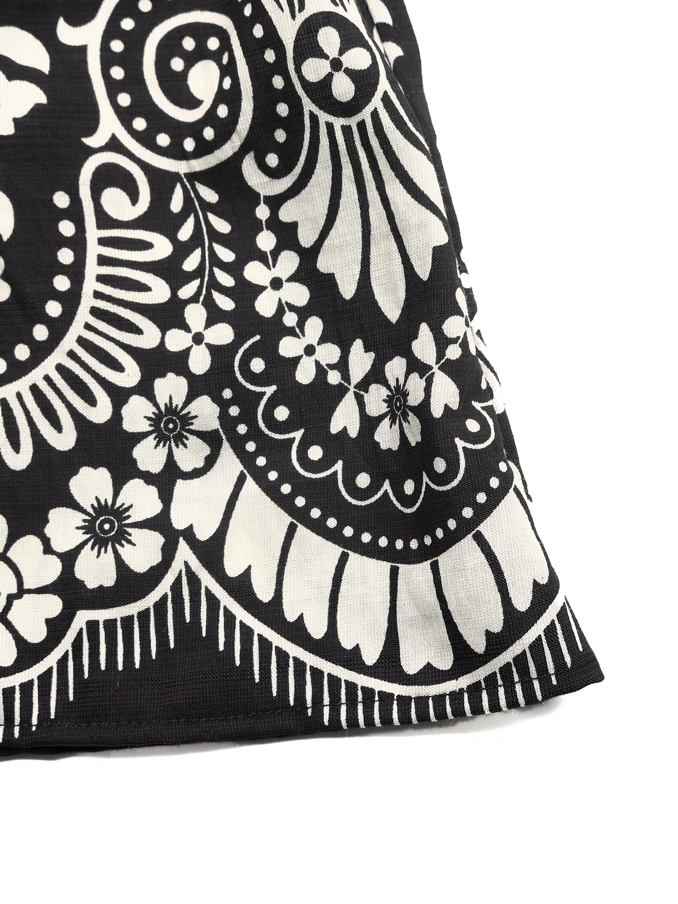 Midi Cami Dress Boho Print Color Block Paisley Black White Sleveless A-Line