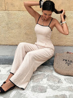 Casual Fashion Jumpsuit Sleeveless Contrast Trim Wide Leg Lightweight Overall