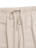 Linen Women's Pants Shell Side Tassel Casual Drawstring High Waist Wide Leg