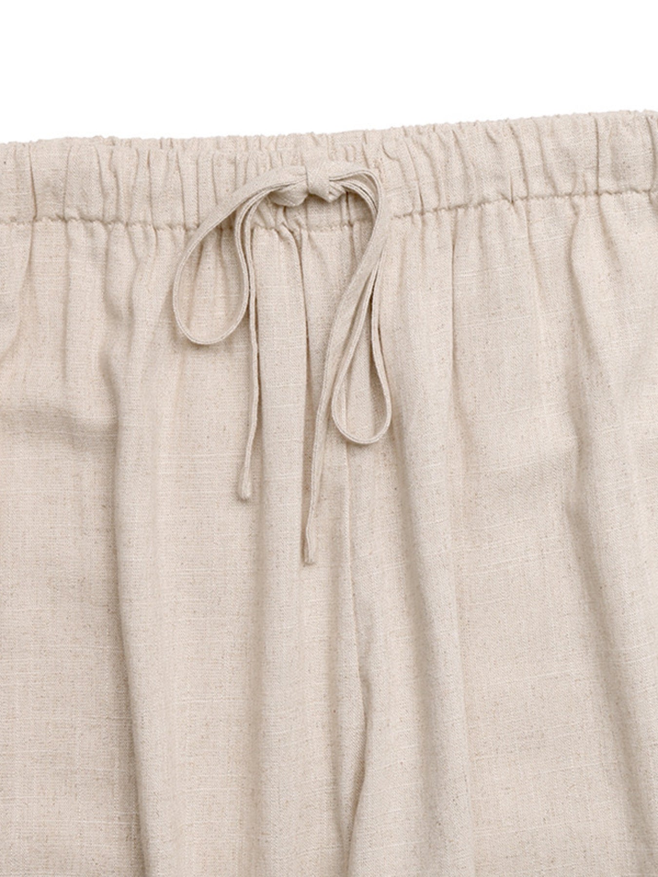 Linen Women's Pants Shell Side Tassel Casual Drawstring High Waist Wide Leg