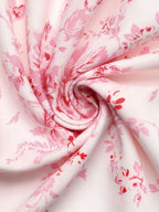 Midi Cami Dress Floral Pink V-Neck Ruffle Tied High Waisted Sleeveles Smocked