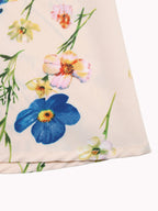 Casual Maxi Dress Floral Colorful Flower Print Square Neck Ruffle Short Sleeve
