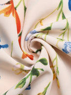 Casual Maxi Dress Floral Colorful Flower Print Square Neck Ruffle Short Sleeve