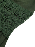 Casual Maxi Dress Floral Lace Trim Spaghetti Strap Smocked Waist Ruffle A-Line