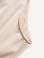 Satin Midi Dress Pearl Halter Neck Pleated Gold Sleeveless Ruffle Party Dress
