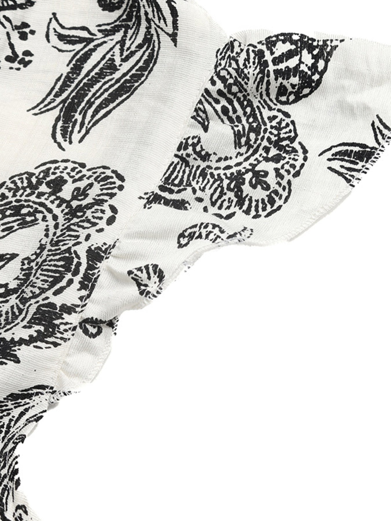 Maxi Dress Boho Paisley Balck Print V-Neck Ruffle Layered Short Sleeve