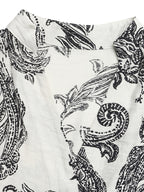 Maxi Dress Boho Paisley Balck Print V-Neck Ruffle Layered Short Sleeve
