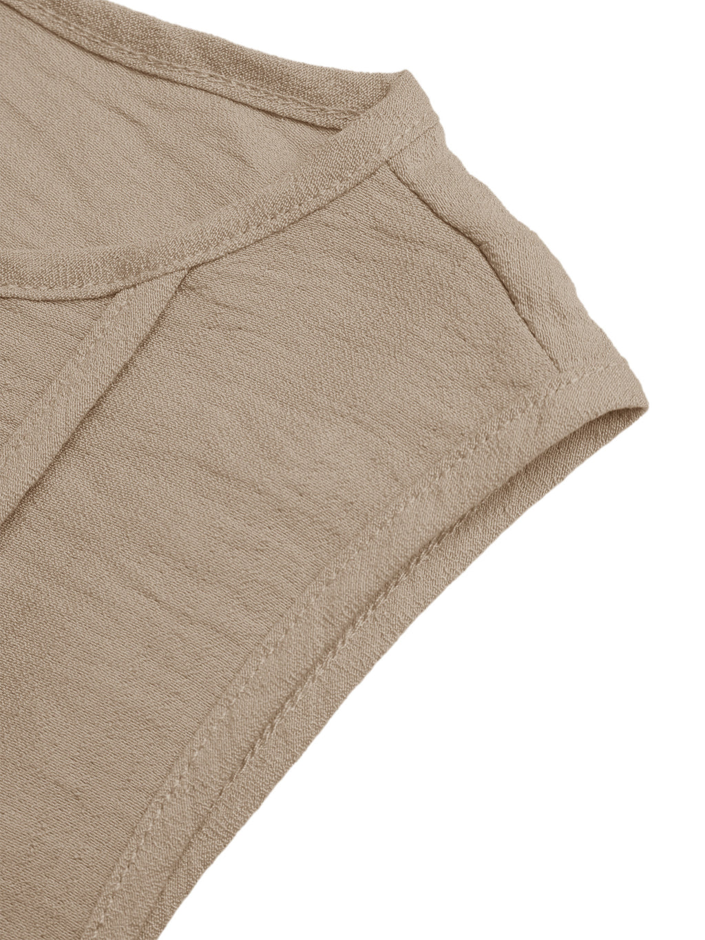 Maxi Dress Sleeveless Textured Round Neck Pleated Khaki Fashion Elegant