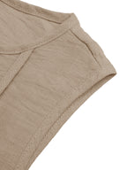 Maxi Dress Sleeveless Textured Round Neck Pleated Khaki Fashion Elegant