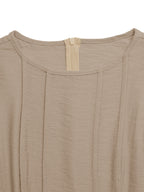 Maxi Dress Sleeveless Textured Round Neck Pleated Khaki Fashion Elegant