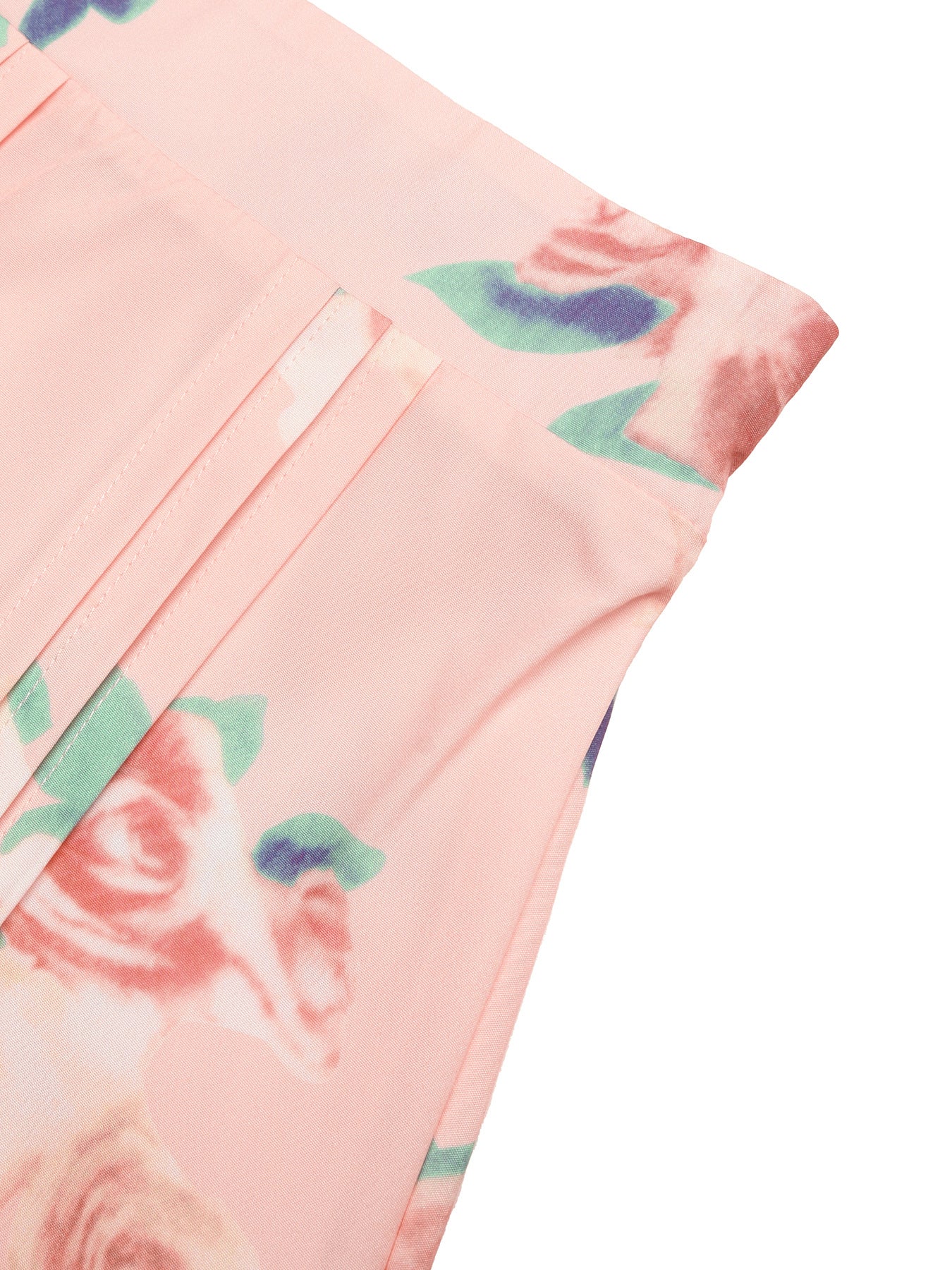 Fashion Outfit Set Pink Sleeveless Bow Tie Blouse and Floral Ruffle Midi Skirt