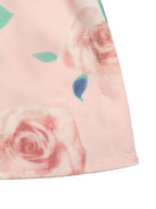 Fashion Outfit Set Pink Sleeveless Bow Tie Blouse and Floral Ruffle Midi Skirt