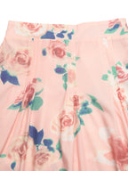 Fashion Outfit Set Pink Sleeveless Bow Tie Blouse and Floral Ruffle Midi Skirt