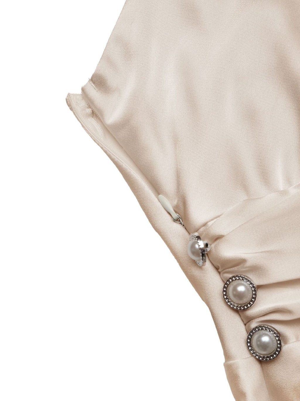 Satin Midi Dress V-Neck Pleated High Waist Champagne Party Sleeveless Strappy