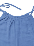 Wide Leg Casual Jumpsuit Tie Strap Blue Lightweight Summer Overall One-piece