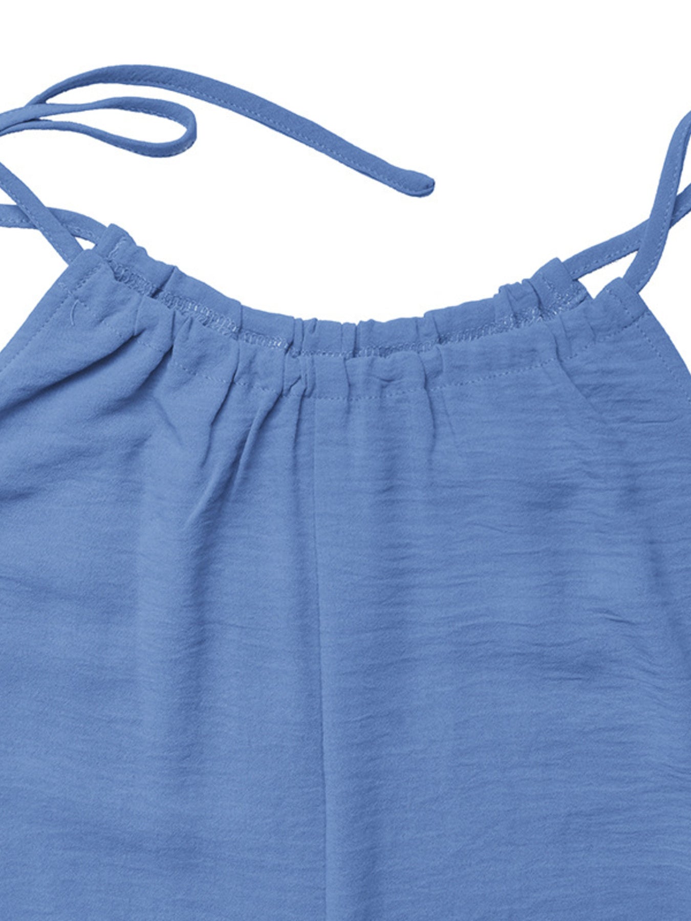 Wide Leg Casual Jumpsuit Tie Strap Blue Lightweight Summer Overall One-piece