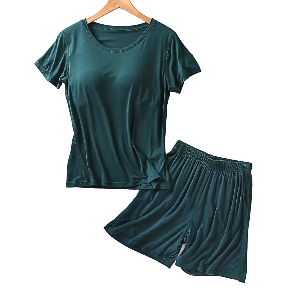 Plus Size Women's Casual Lounge Set Bra Padded Basic T-Shirt and Shorts