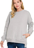 Plus Size Fleece Boyfriend Sweatshirt w/ Pockets Hi-Low Hem Women’s S-3XL - Styleinger