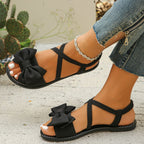 Casual Sandals Bow Crisscross Ankle Strap Low Heels Women's Lightweight Shoes